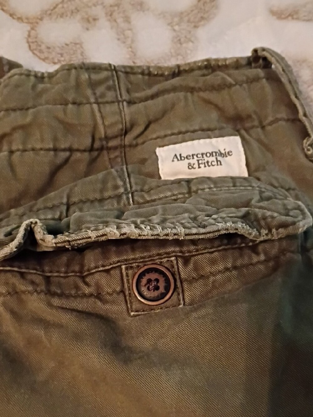 Abercrombie & Fitch Olive Green Cargo Shorts with Drawstring Size 31 - Picture 6 of 8